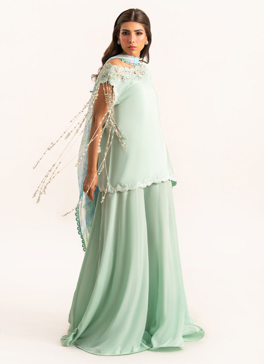Anari Shirt And Drape Dupatta With Pants