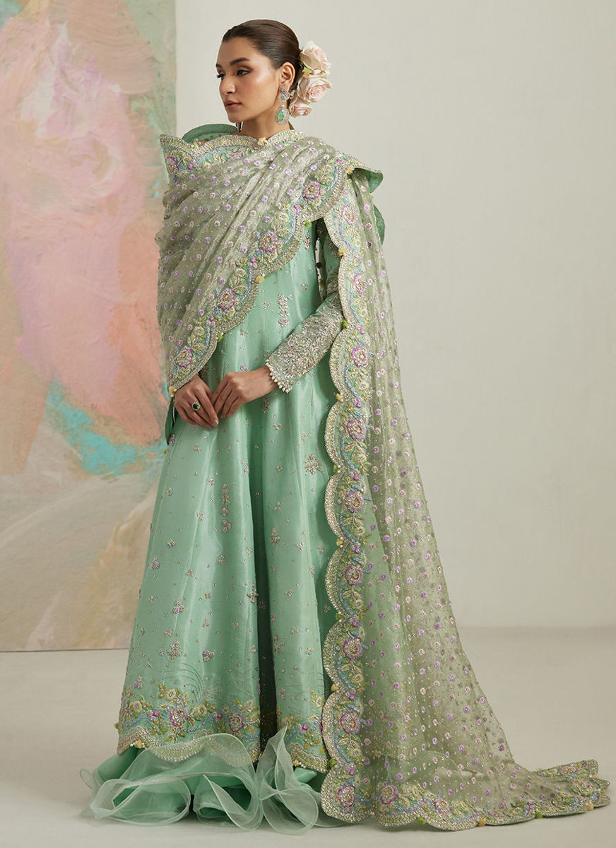 Kels Mint Hues Kalidaar And Lehnga