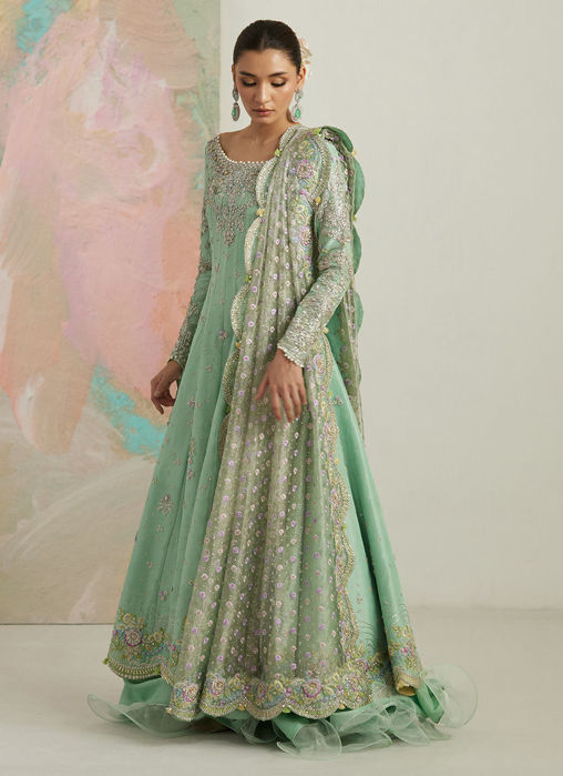 Kels Mint Hues Kalidaar And Lehnga