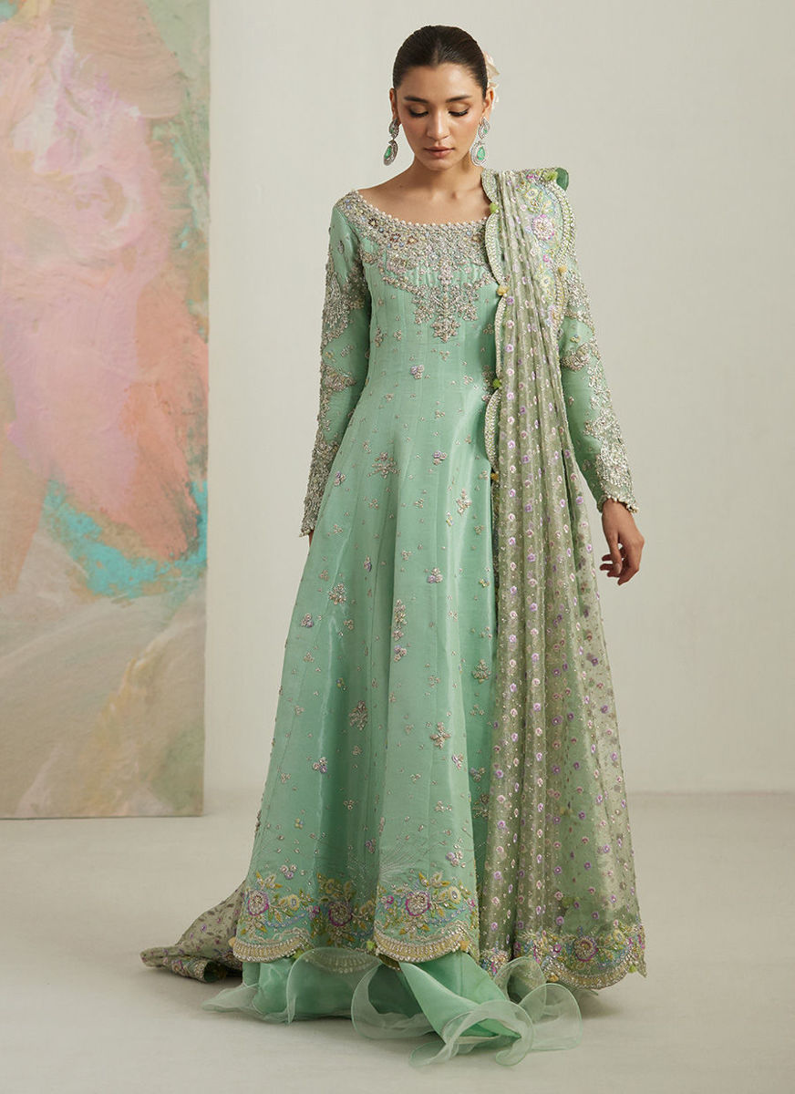 Kels Mint Hues Kalidaar And Lehnga