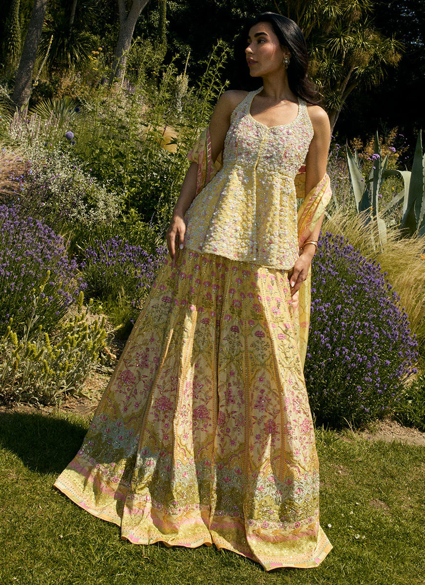 Jamaya Peplum With Printed Lehenga