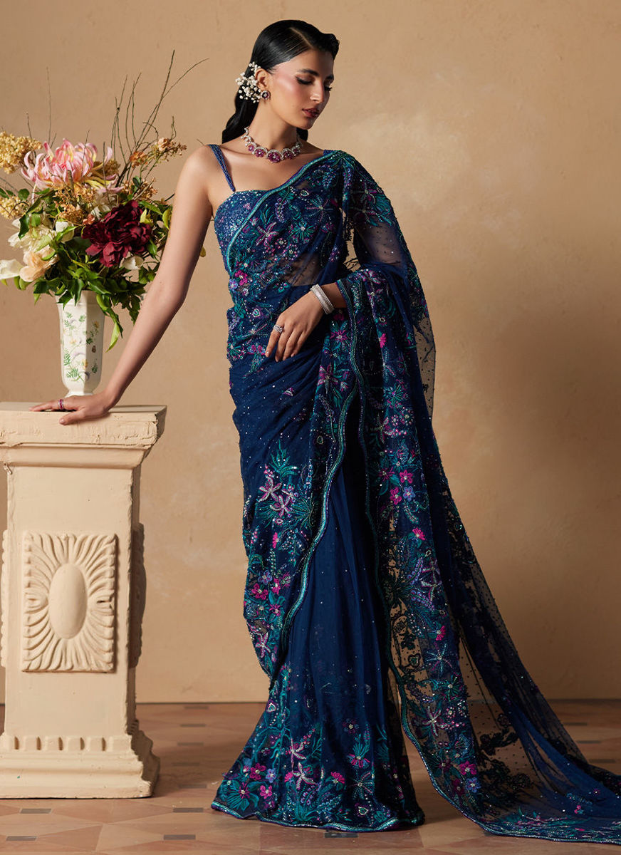 Sena Navy Blue Saree