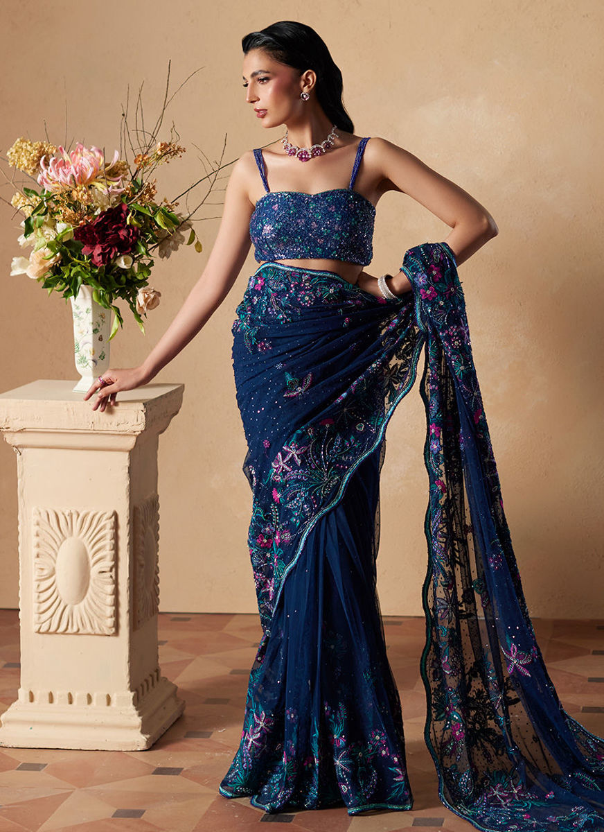 Sena Navy Blue Saree