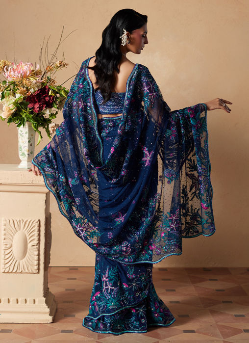 Sena Navy Blue Saree